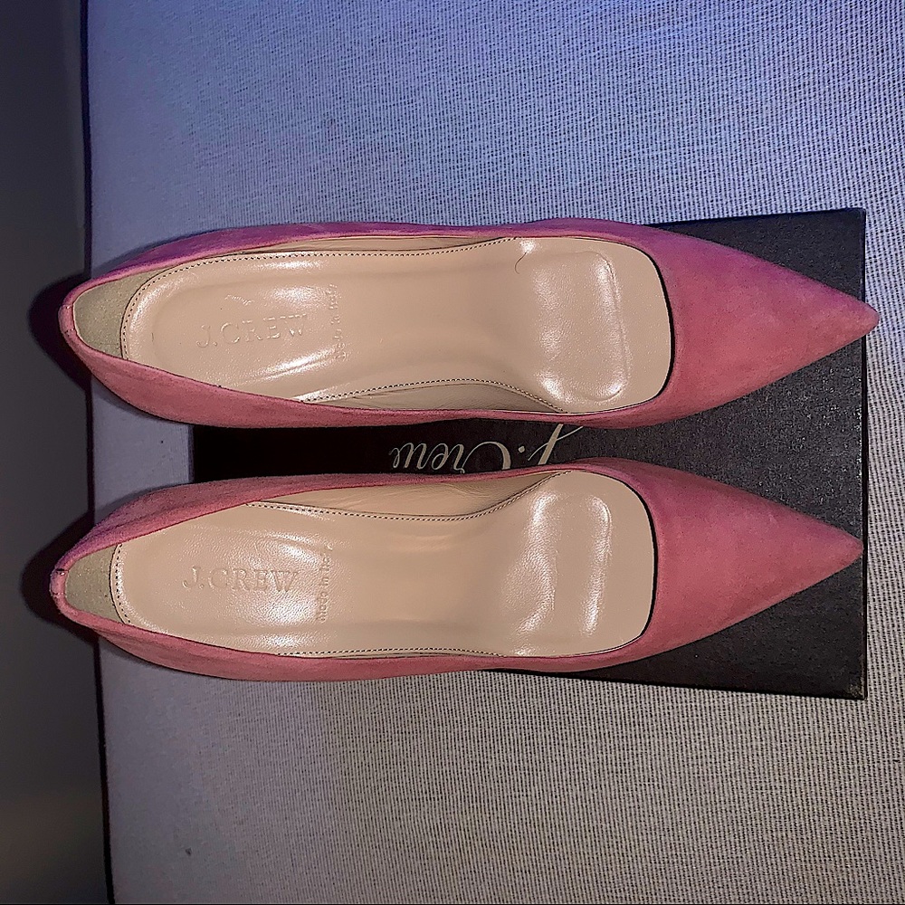 Pink 3 1/2 Inch Heel Suede Patent Heel Pump
